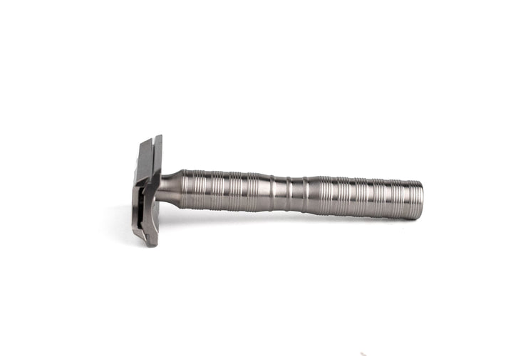 stainless steel safety razor side view