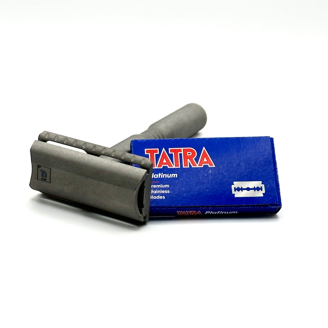 titanium safety razor with pack of blades